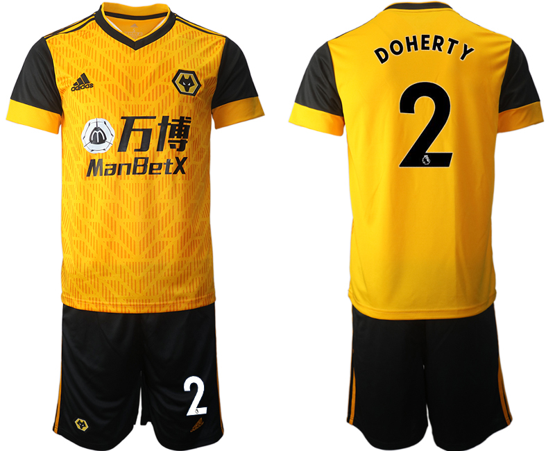 Men 2020-2021 club Wolverhampton Rangers home #2 yellow Soccer Jerseys->other club jersey->Soccer Club Jersey